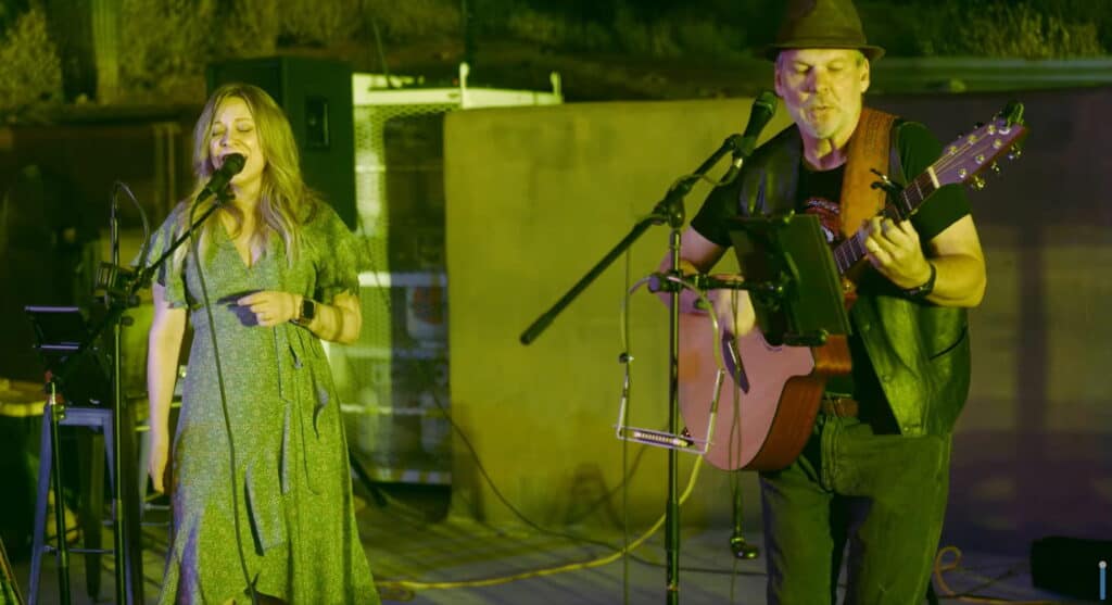 Maija and James, students of Thomas Collett, performing a song live