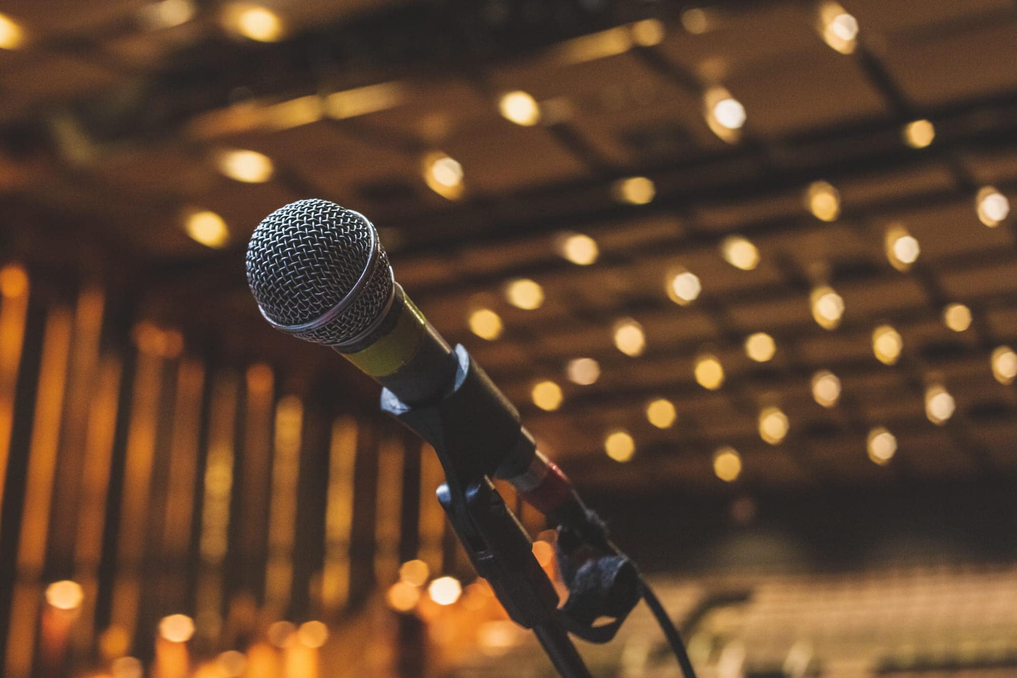 Microphone with nice lighting in the background