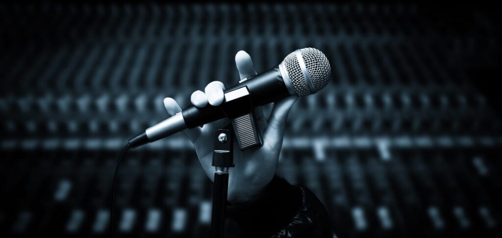 Person holding a microphone
