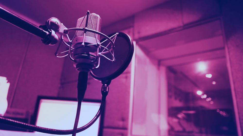 Closeup photo of a studio microphone